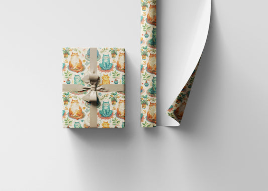 Yoga Cats Gift Wrap Roll with Spiritual and Mindful Themes, Wrapping Paper for Holiday Yoga Teacher Gifts #15