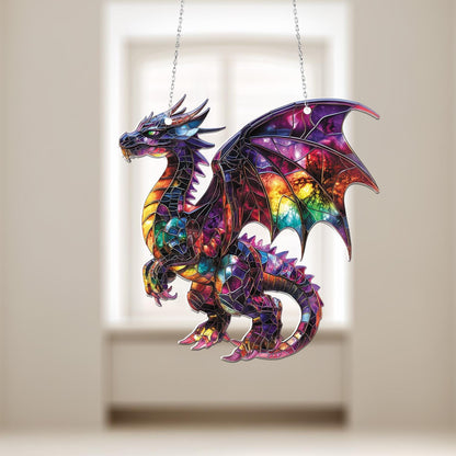 Galaxy Dragon Hanging Decor, Vibrant Celestial Fantasy Creature for Mystical Window Display, Unique Gift for Dragon Lover and Magic