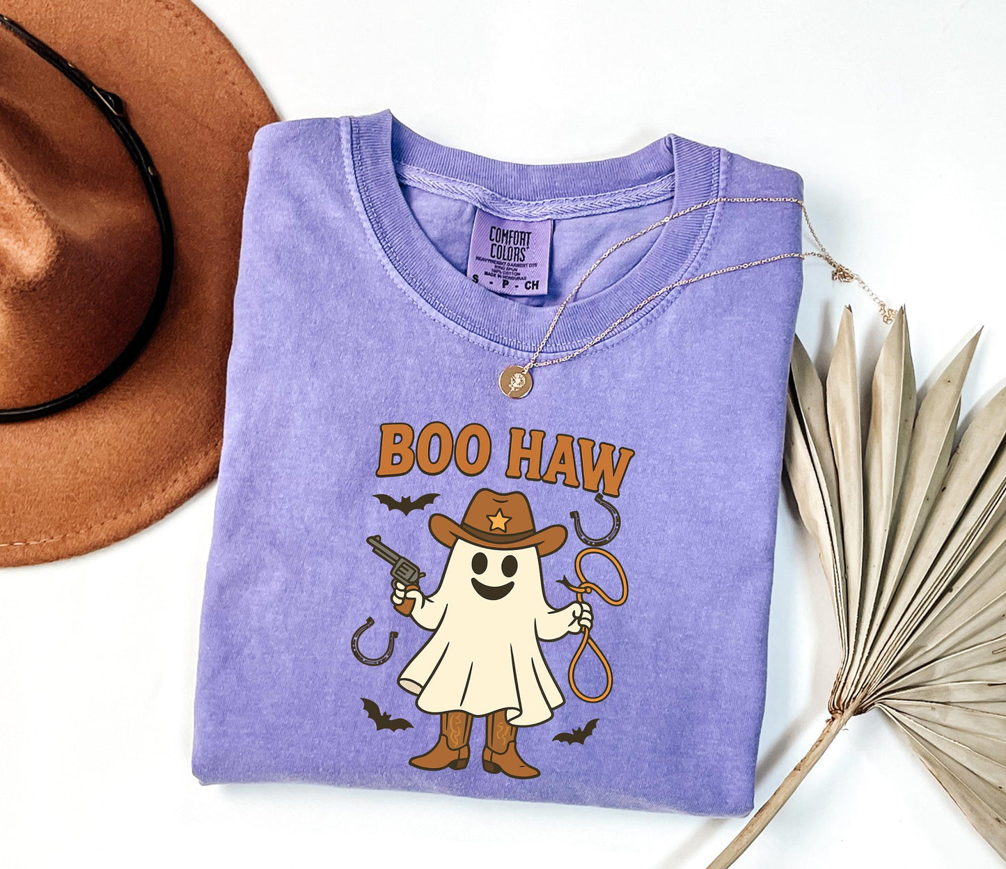 Comfort Colors® Boo Haw Shirt, Funny Ghost Cowboy Tee, Western Halloween Shirt, Spooky Fall Shirt, Country Girl Gift