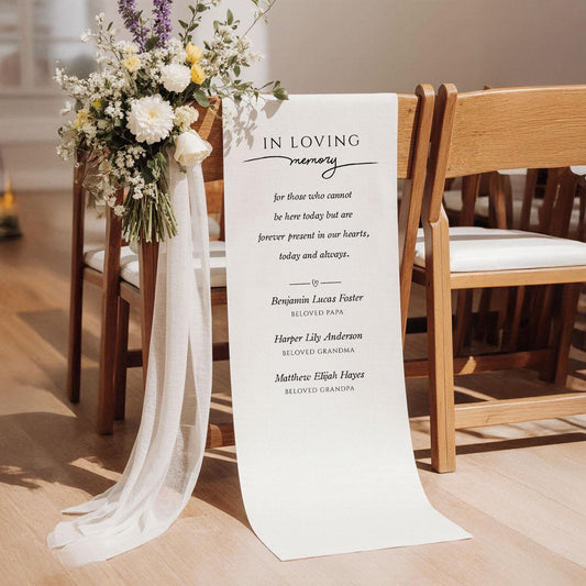 In Loving Memory Chair Sign, Wedding Memorial Banner – Remembrance Sign for Ceremony, Personalized Tribute Wedding Decor