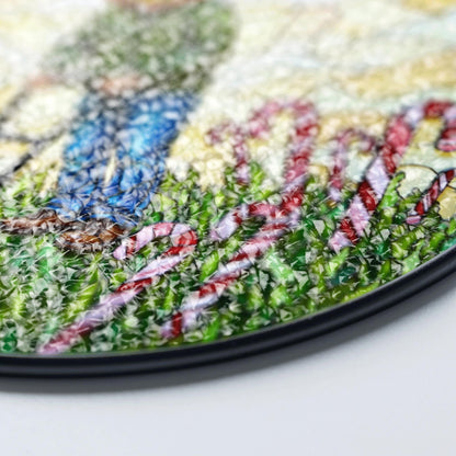 suncatcher stained glass pumpkin head man mowing candy cane field Halloween gift Christmas gift