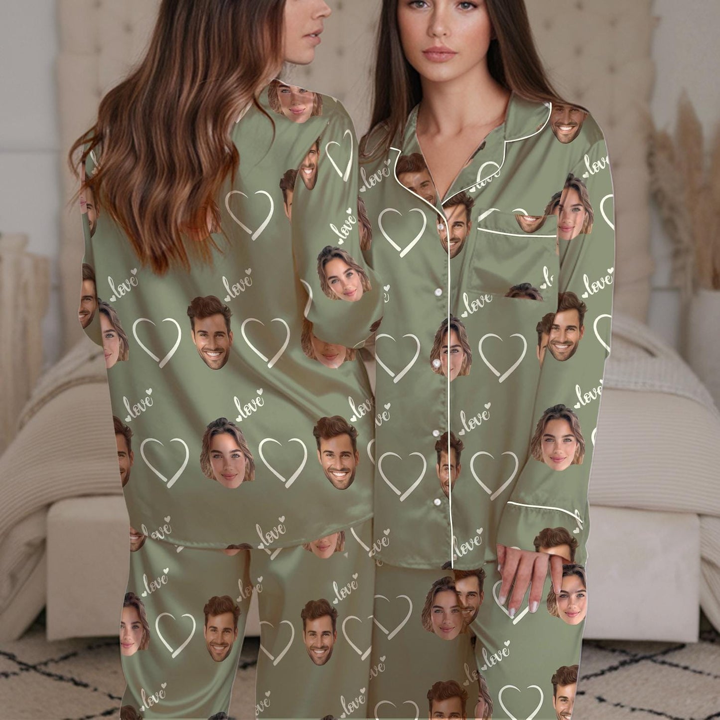 Custom Face Pajama Set, Personalized Photo Sleepwear, Couple Loungewear Set, Personalized Pajamas with Face, Gift for Couple Lover