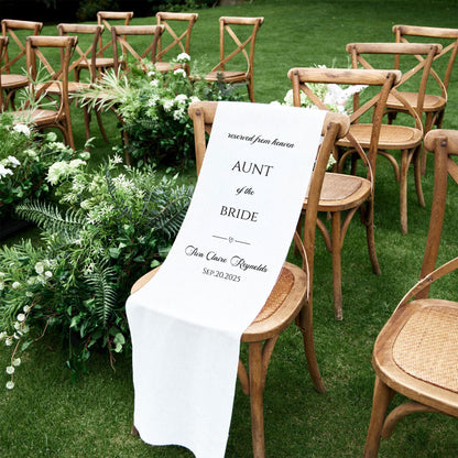 Custom Wedding Memorial Chair Banner – In Loving Memory Fabric Sign with Names Personalized Signage for Ceremony or Reception Wedding Gift