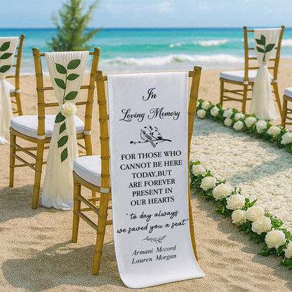 Personalized Wedding Memorial Chair Banner - Custom Fabric Sign - In Memory Wedding Décor - Wedding Chair Banner In Memory Of Loved Ones
