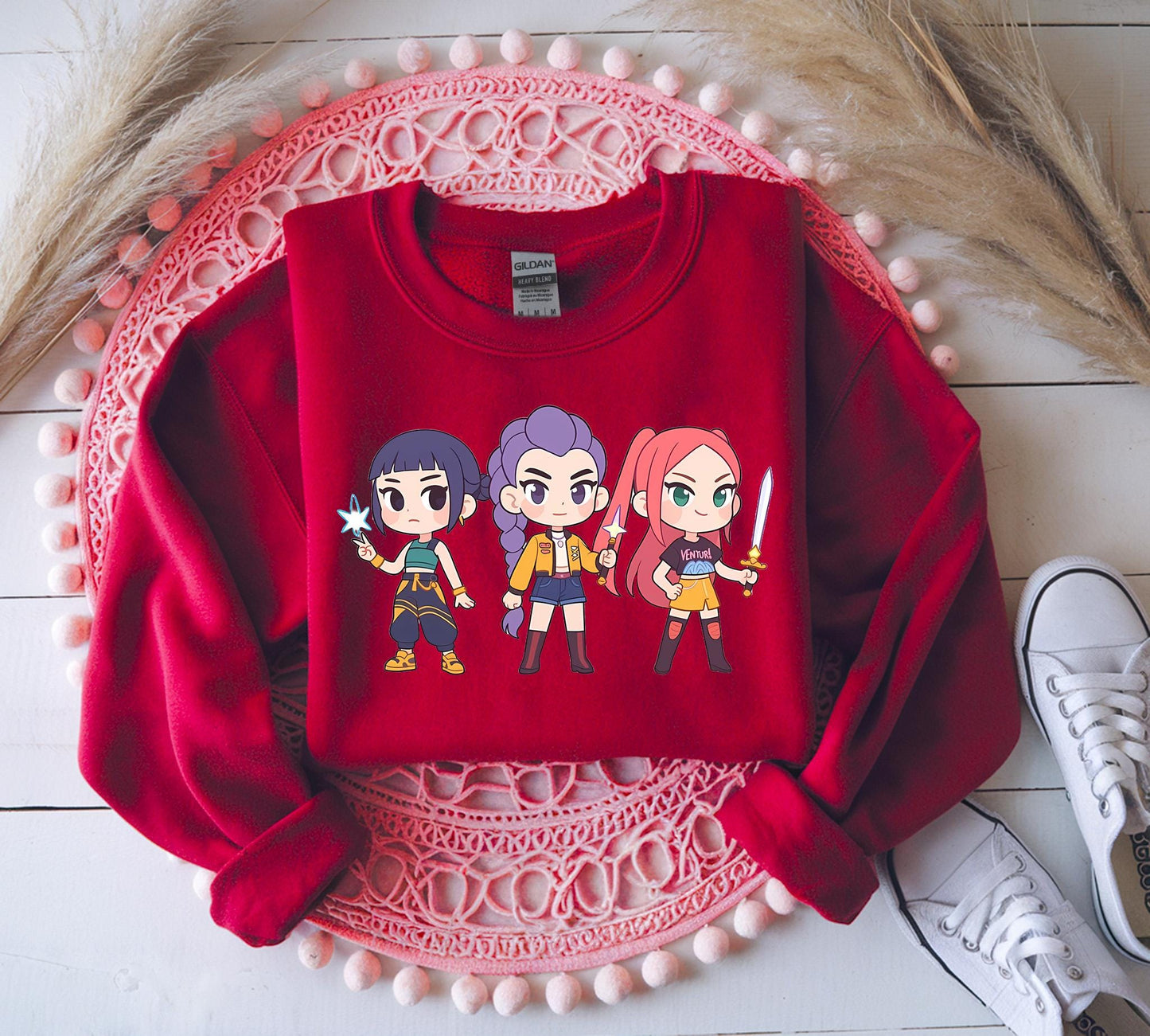 Mira, Rumi,Joey Sweatshirt Kpop Demon Hunters Sweatshirt, Huntrix Girl Shirt, Kpop idol group Shirt,Demon Hunter Merch, Gift for Huntrix fan