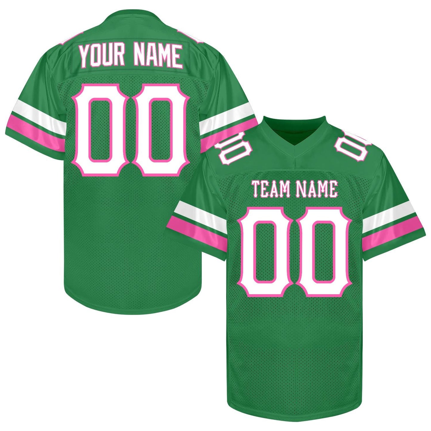 Custom White Football Jersey Men Women Youth Kid, White Green Yellow Football Shirts Sports Uniform Name Number Logo Uniform Fan Gift Outfit