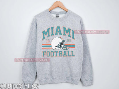 Miami Football Retro Style Shirt, Game Day Tee, Sunday Miami Football Sweatshirt, Miami Football Fan Shirt, Miami Team Rugby Gift