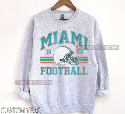 Miami Football Retro Style Shirt, Game Day Tee, Sunday Miami Football Sweatshirt, Miami Football Fan Shirt, Miami Team Rugby Gift