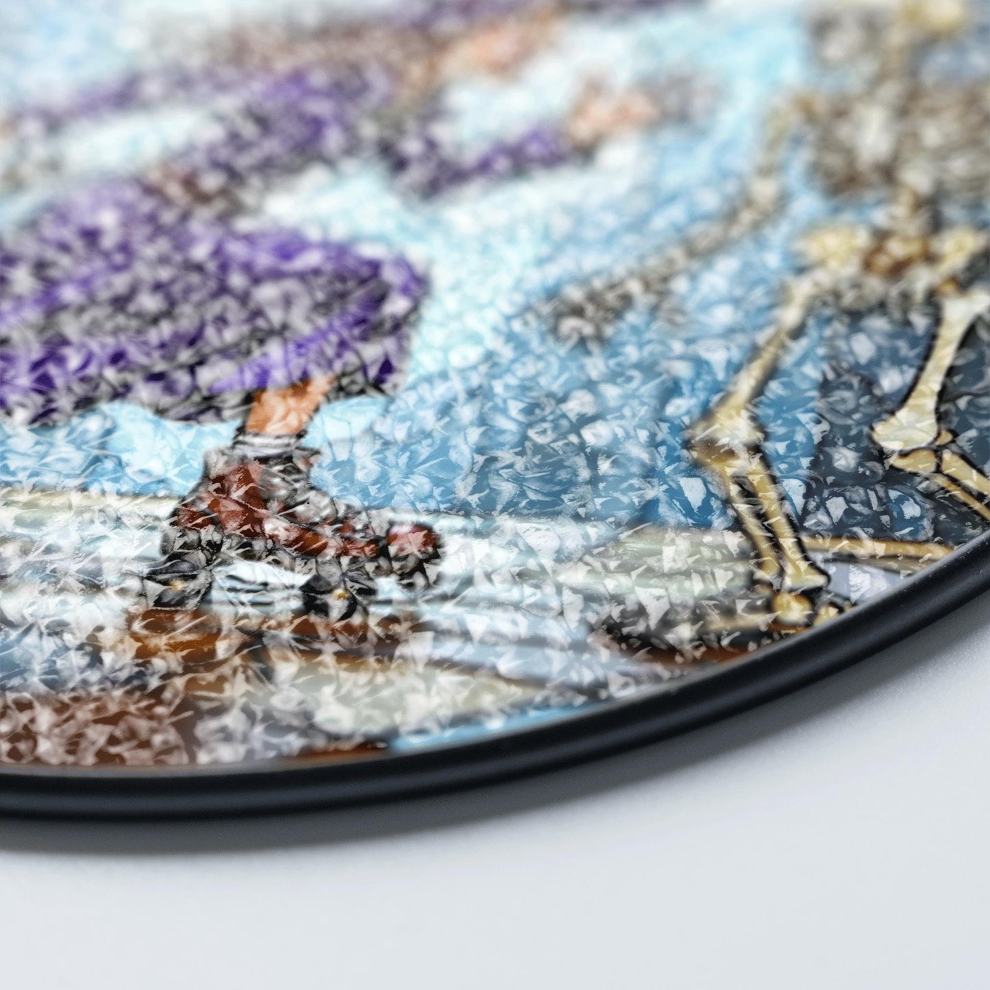 Suncatcher stained glass witch skating with skeletons Halloween gift