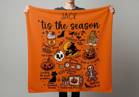Vintage Halloween Comfort Colors blanket, Tis' the Season,Custom Retro Halloween,Women's Halloween blanket, Pumpkin Witch Graphic Tee