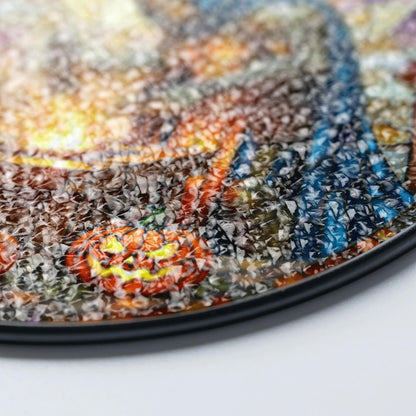 suncatcher stained glass knight forging sword with pumpkins halloween gift