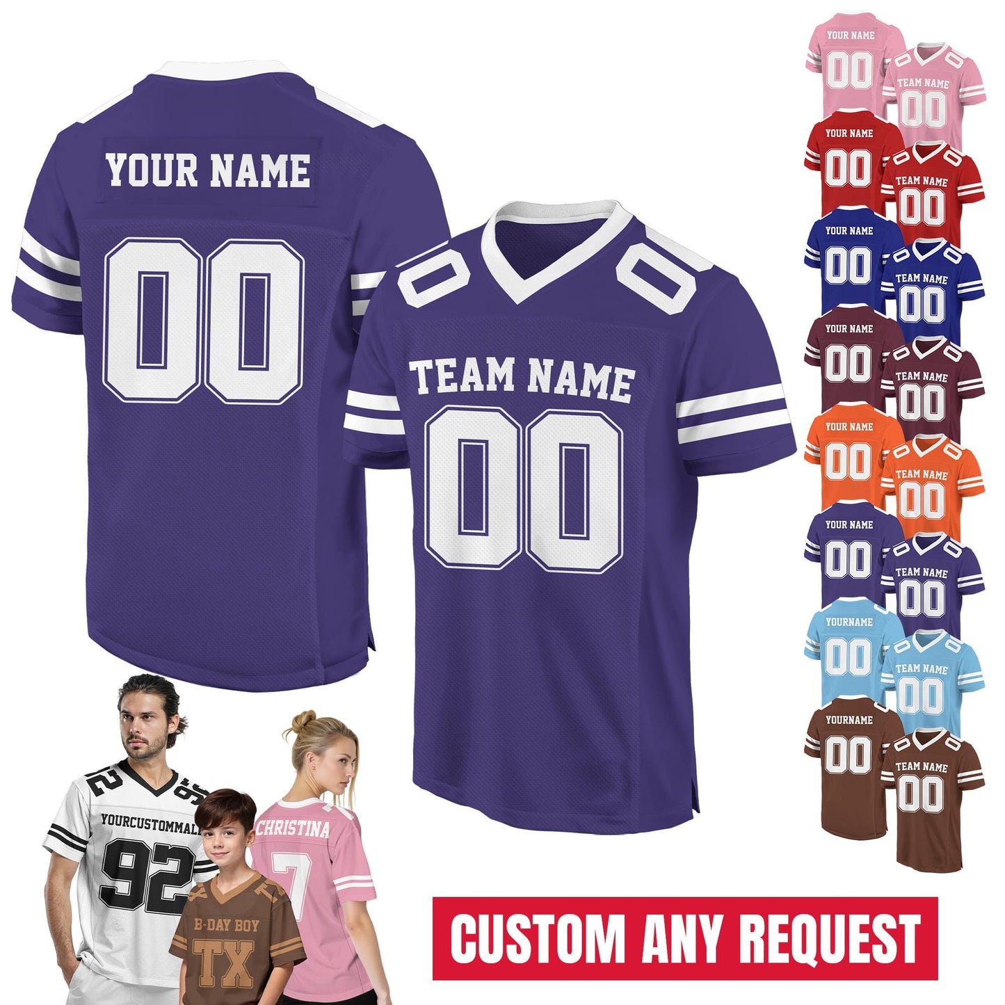 Personalized Team Name & Number Football Jersey Shirt For Adult Kid, Custom Football Jersey Shirt, Game Day Outfit For American Football Fan