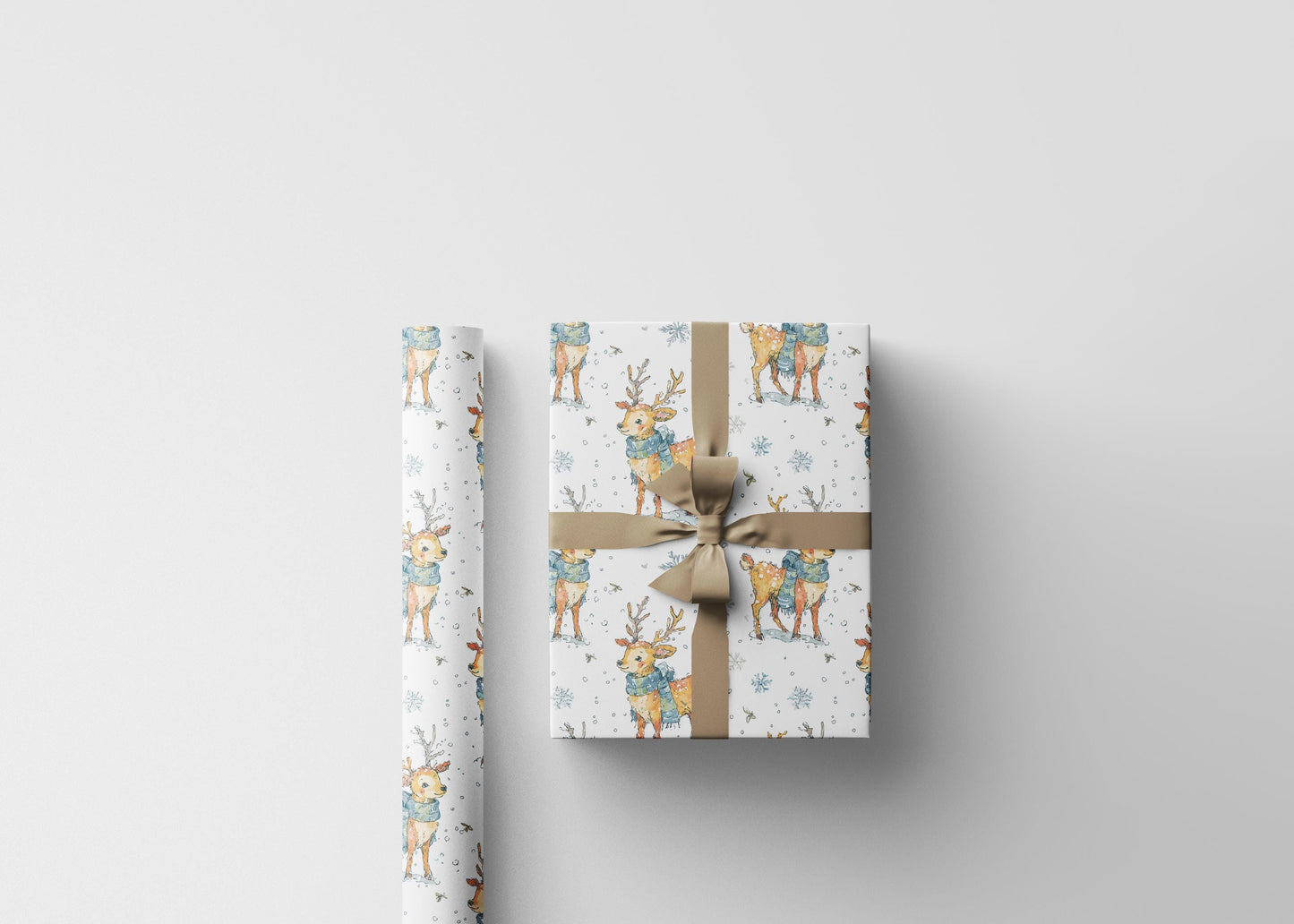 Rustic Christmas Wrapping Paper Deer | Premium Watercolor Gift Wrap Roll | Cozy Festive Holiday Supplies #8
