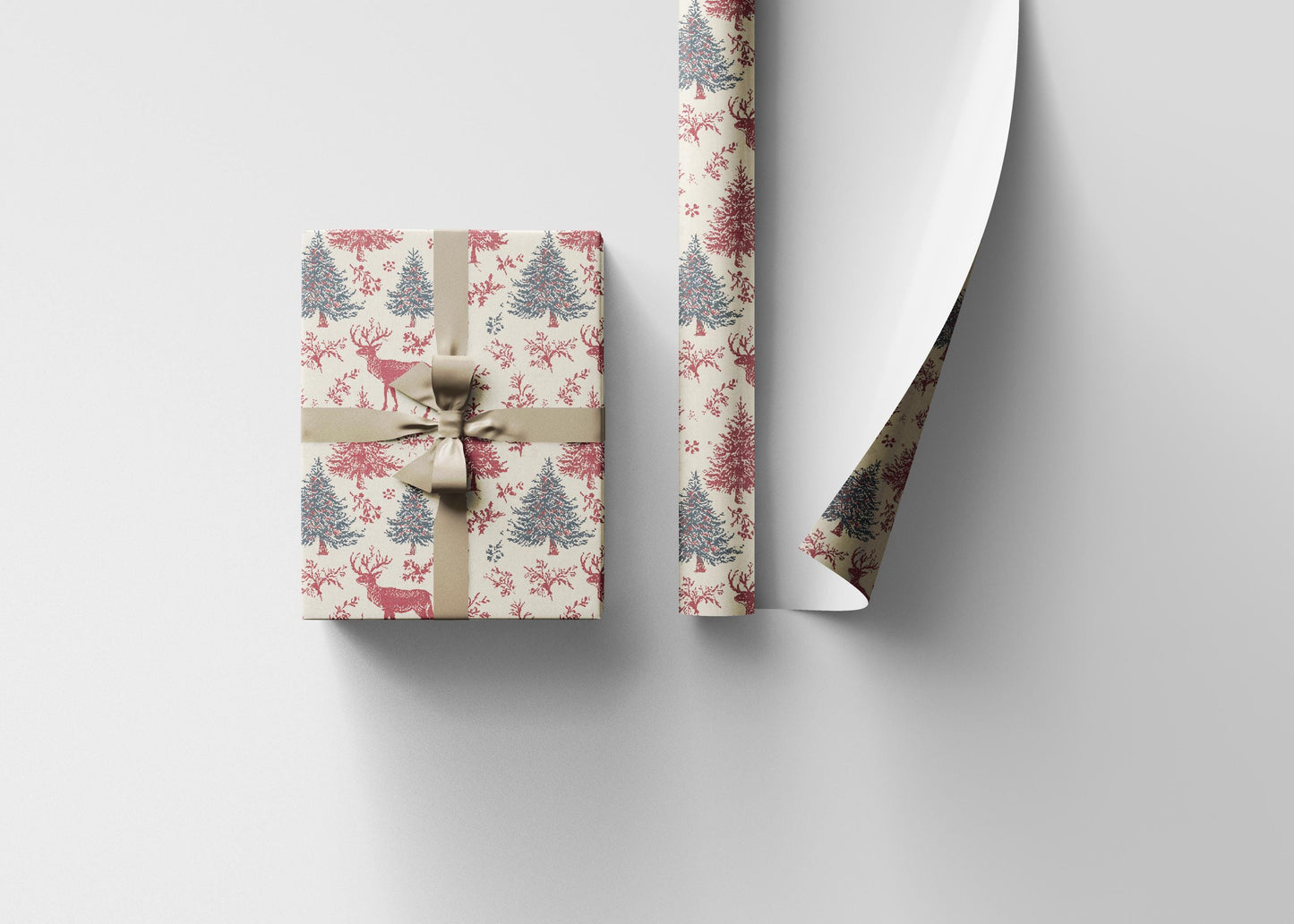 Premium Wrapping Paper Christmas Deer | Watercolor Holiday Gift Wrap | Cozy Rustic Festive Winter Roll #5