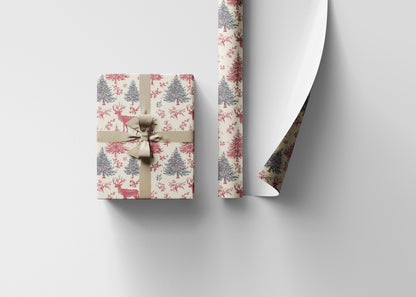 Premium Wrapping Paper Christmas Deer | Watercolor Holiday Gift Wrap | Cozy Rustic Festive Winter Roll #5
