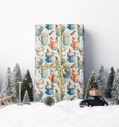 Barista Gift Wrap Premium Coffee Lover | Watercolor Wrapping Paper | Rustic Cozy Holiday Roll #11