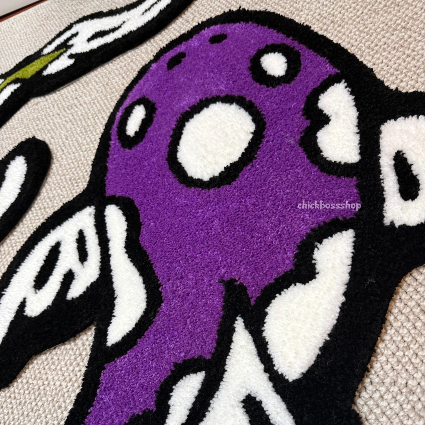 Colorful Koi Yin Yang Fish Rug | Purple - Green Yin Yang Rug | Custom Asian Tufted Rug