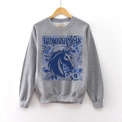 Indianapolis Team Mascot Shirt, Floral Spirit Mascot Sweatshirt, Game Day Tee, Abstract Flower Football Sports Shirt, Cheerleader Gift Shirt