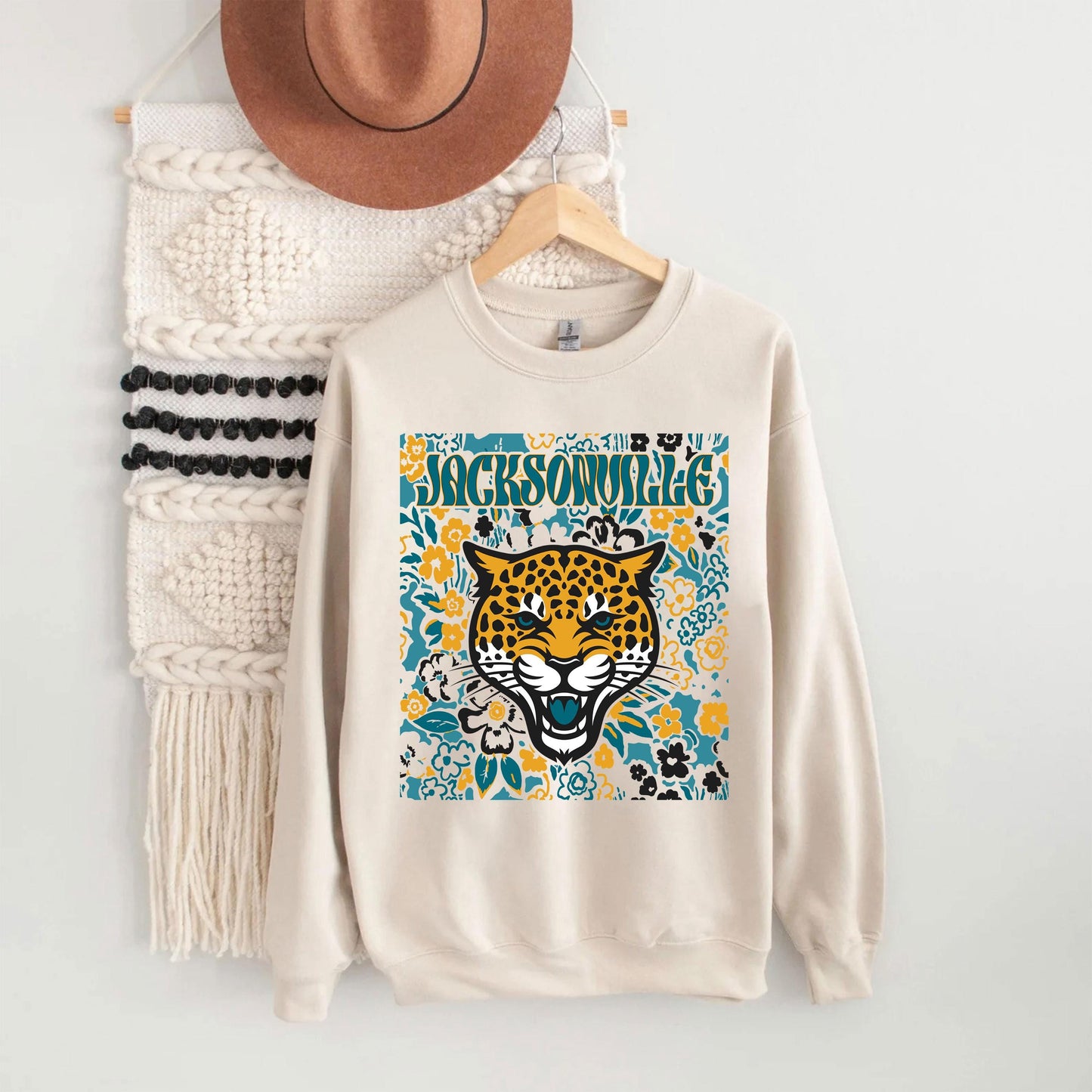 Jacksonville Team Mascot Shirt, Floral Spirit Mascot Sweatshirt, Game Day Tee, Abstract Flower Football Sports Shirt, Cheerleader Gift Shirt