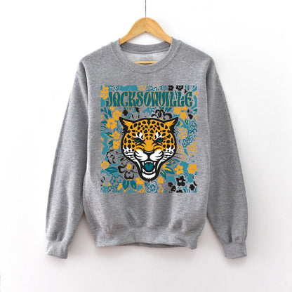 Jacksonville Team Mascot Shirt, Floral Spirit Mascot Sweatshirt, Game Day Tee, Abstract Flower Football Sports Shirt, Cheerleader Gift Shirt