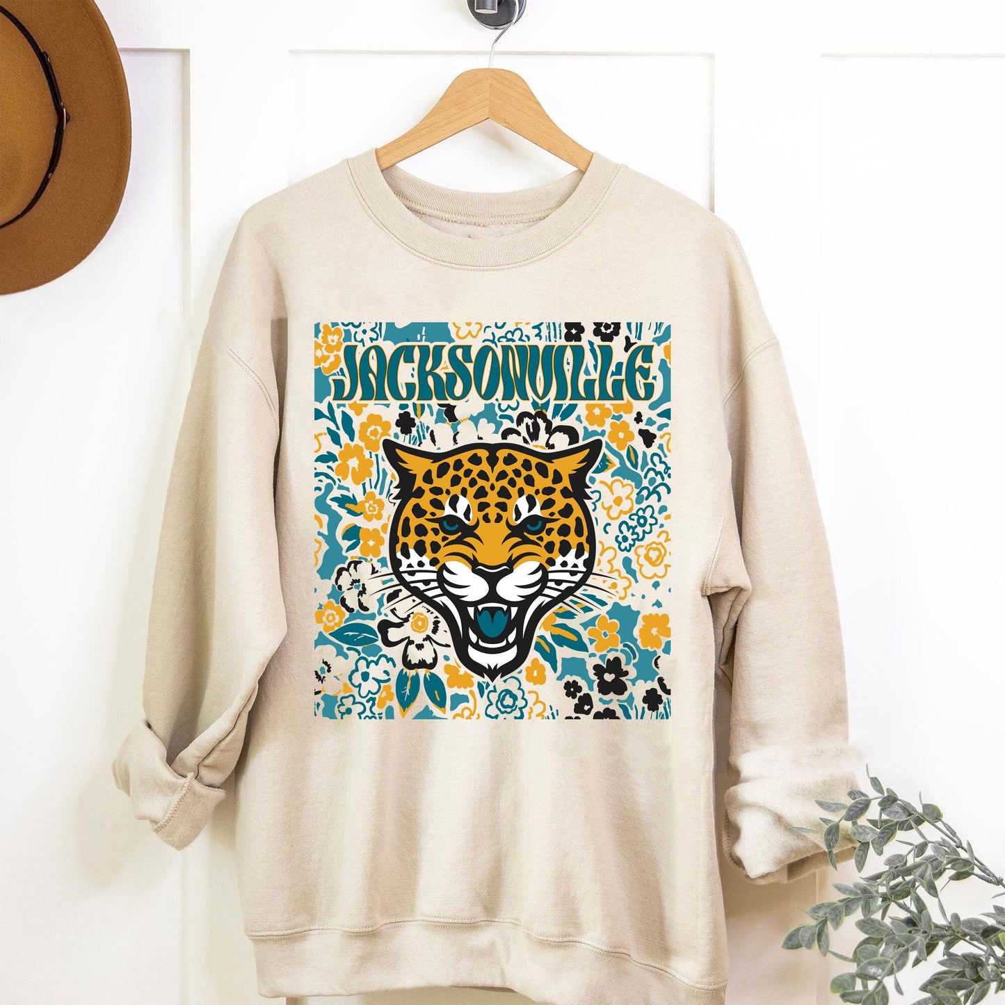 Jacksonville Team Mascot Shirt, Floral Spirit Mascot Sweatshirt, Game Day Tee, Abstract Flower Football Sports Shirt, Cheerleader Gift Shirt