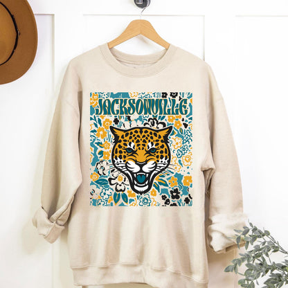 Jacksonville Team Mascot Shirt, Floral Spirit Mascot Sweatshirt, Game Day Tee, Abstract Flower Football Sports Shirt, Cheerleader Gift Shirt
