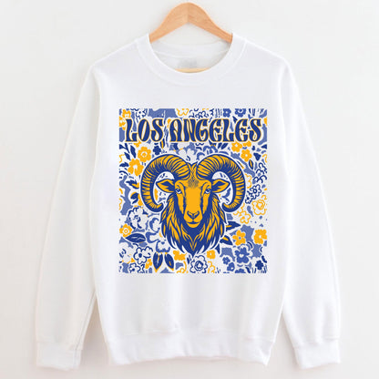 Los Angeles Team Mascot Shirt, Floral Spirit Mascot Sweatshirt, Game Day Tee, Abstract Flower Football Sports Shirt, Cheerleader Gift Shirt