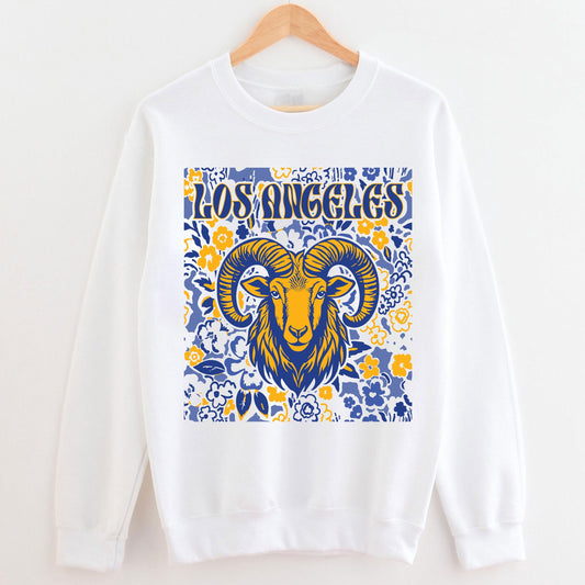 Los Angeles Team Mascot Shirt, Floral Spirit Mascot Sweatshirt, Game Day Tee, Abstract Flower Football Sports Shirt, Cheerleader Gift Shirt