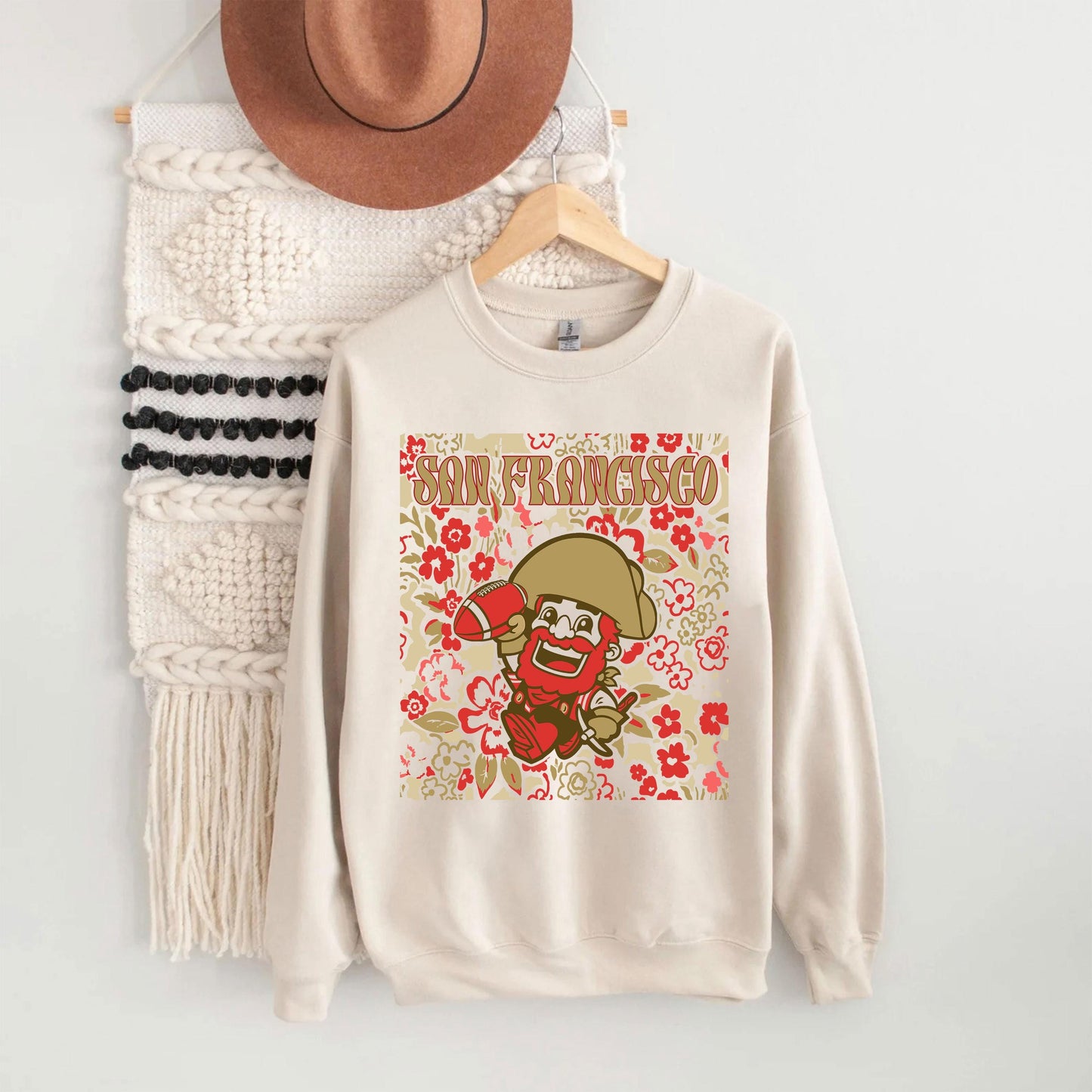 San Francisco Team Mascot Shirt, Floral Spirit Mascot Sweatshirt, Game Day Tee, Abstract Flower Football Sport Shirt, Cheerleader Gift Shirt