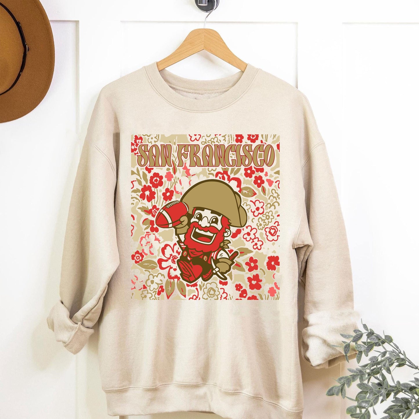 San Francisco Team Mascot Shirt, Floral Spirit Mascot Sweatshirt, Game Day Tee, Abstract Flower Football Sport Shirt, Cheerleader Gift Shirt