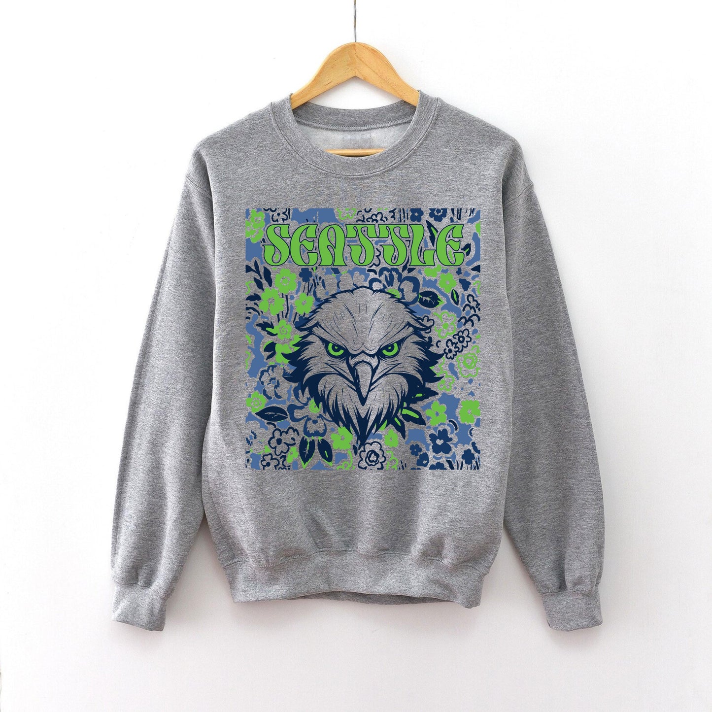 Seattle Team Mascot Shirt, Floral Spirit Mascot Sweatshirt, Game Day Tee, Abstract Flower Football Sports Shirt, Cheerleader Gift Shirt