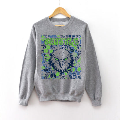 Seattle Team Mascot Shirt, Floral Spirit Mascot Sweatshirt, Game Day Tee, Abstract Flower Football Sports Shirt, Cheerleader Gift Shirt