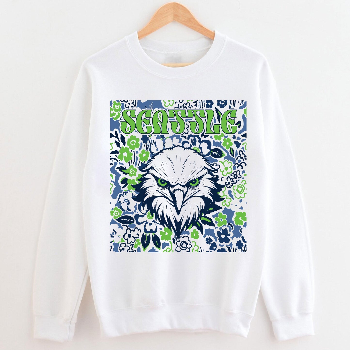 Seattle Team Mascot Shirt, Floral Spirit Mascot Sweatshirt, Game Day Tee, Abstract Flower Football Sports Shirt, Cheerleader Gift Shirt