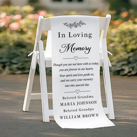 Loving Memory Wedding Sign, Personalized In Memory of Loved Ones Wedding Chair Banner, Wedding Aisle Sign, Remembrance Ceremony Decor