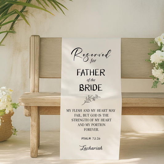 Reserved for Father of the Bride Chair Sign, Wedding Ceremony Seat Banner, Memorial Tribute Decor, Personalized Remembrance for Loved One