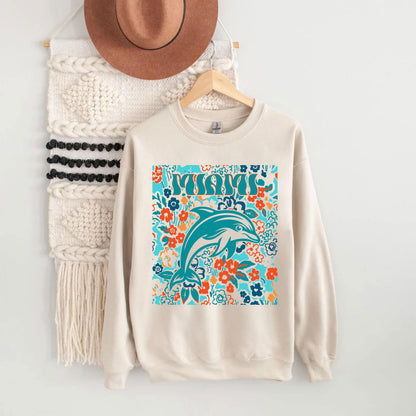 Miami Team Mascot Shirt, Floral Spirit Mascot Sweatshirt, Game Day Tee, Abstract Flower Football Sports Shirt, Cheerleader Gift Shirt