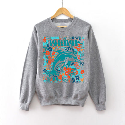 Miami Team Mascot Shirt, Floral Spirit Mascot Sweatshirt, Game Day Tee, Abstract Flower Football Sports Shirt, Cheerleader Gift Shirt