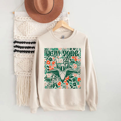 New York Team Mascot Shirt, Floral Spirit Mascot Sweatshirt, Game Day Tee, Abstract Flower Football Sports Shirt, Cheerleader Gift Shirt