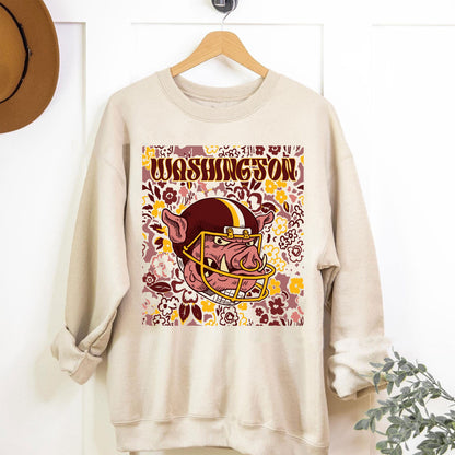 Washington Team Mascot Shirt, Floral Spirit Mascot Sweatshirt, Game Day Tee, Abstract Flower Football Sports Shirt, Cheerleader Gift Shirt