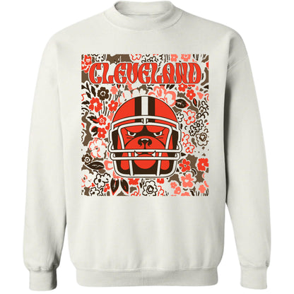 Cleveland Team Mascot Shirt, Floral Spirit Mascot Sweatshirt, Game Day Tee, Abstract Flower Football Sports Shirt, Cheerleader Gift Shirt