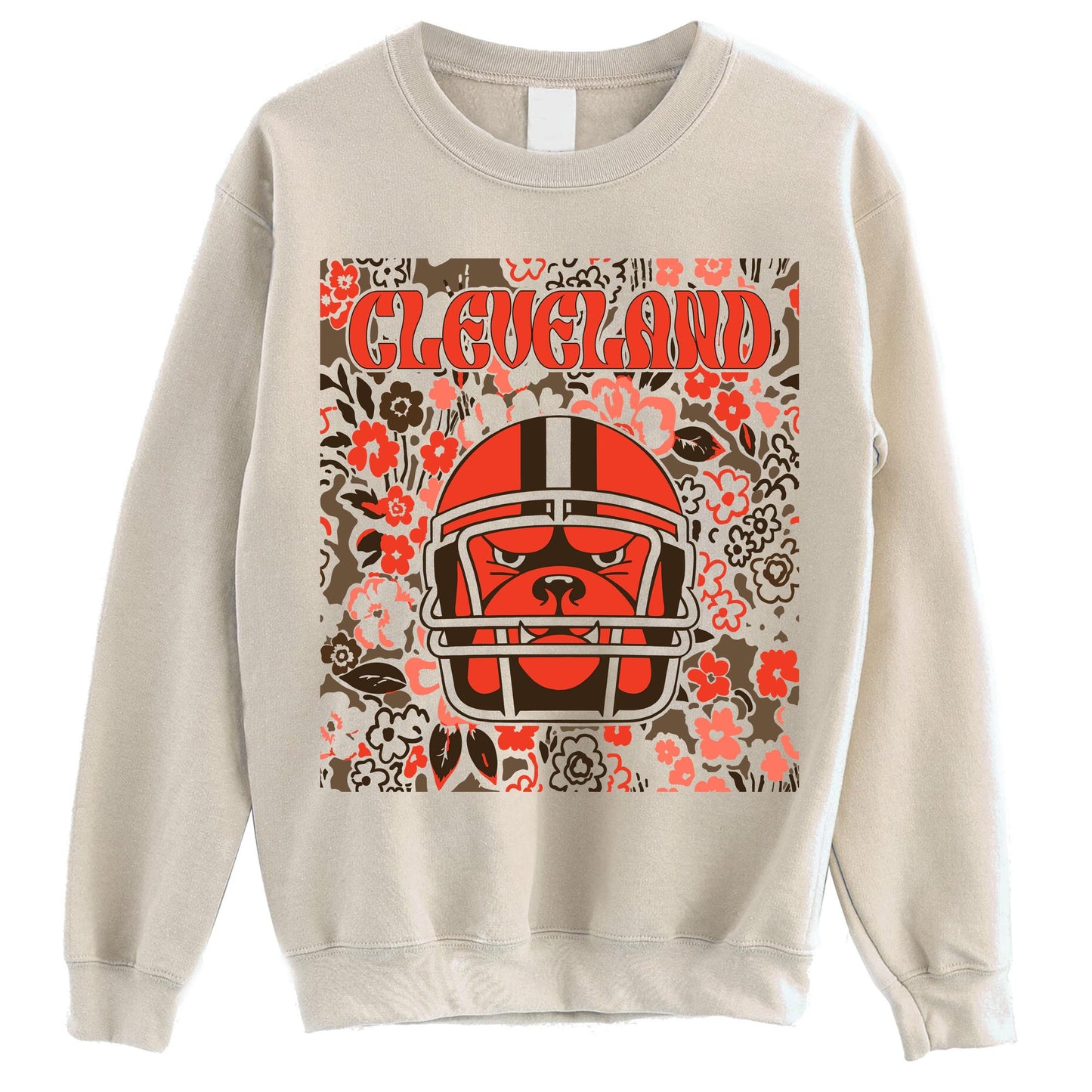 Cleveland Team Mascot Shirt, Floral Spirit Mascot Sweatshirt, Game Day Tee, Abstract Flower Football Sports Shirt, Cheerleader Gift Shirt