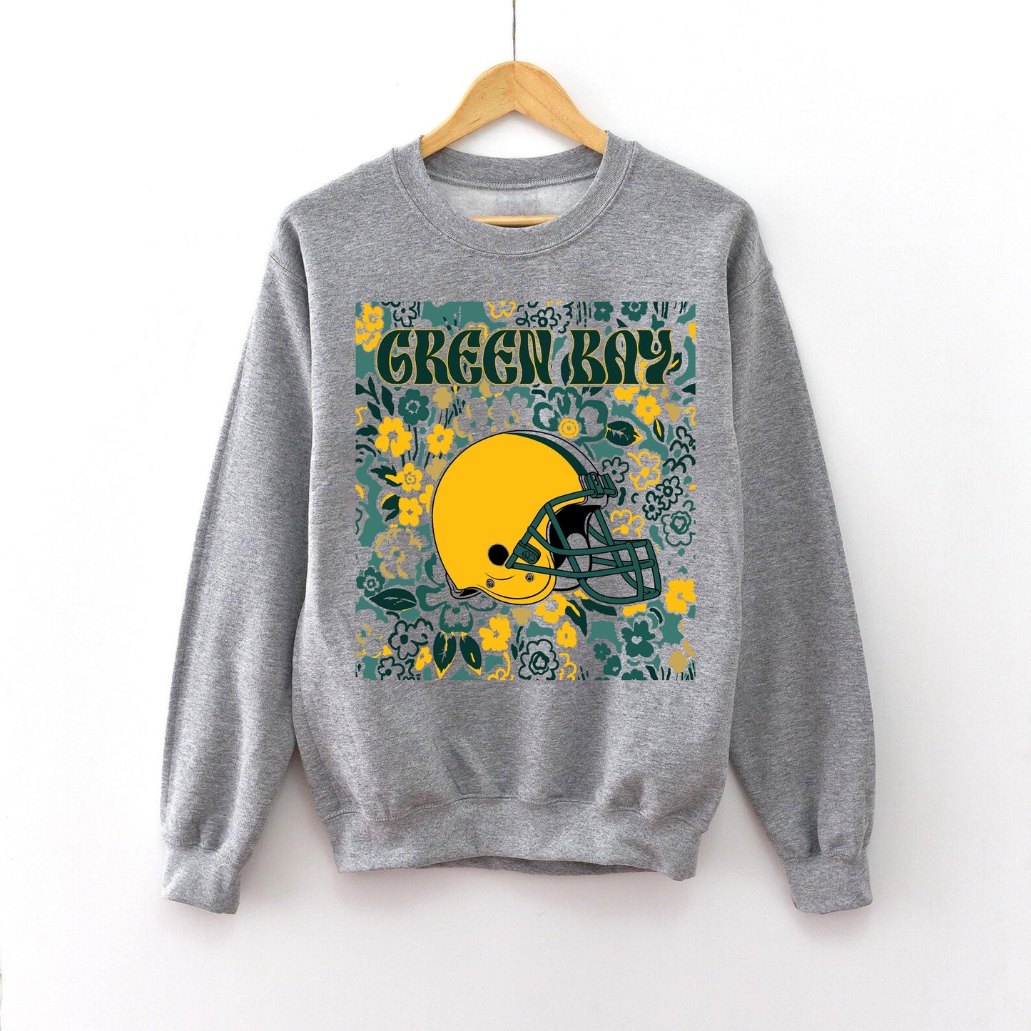 Green Bay Team Mascot Shirt, Floral Spirit Mascot Sweatshirt, Game Day Tee, Abstract Flower Football Sports Shirt, Cheerleader Gift Shirt