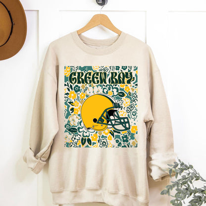 Green Bay Team Mascot Shirt, Floral Spirit Mascot Sweatshirt, Game Day Tee, Abstract Flower Football Sports Shirt, Cheerleader Gift Shirt