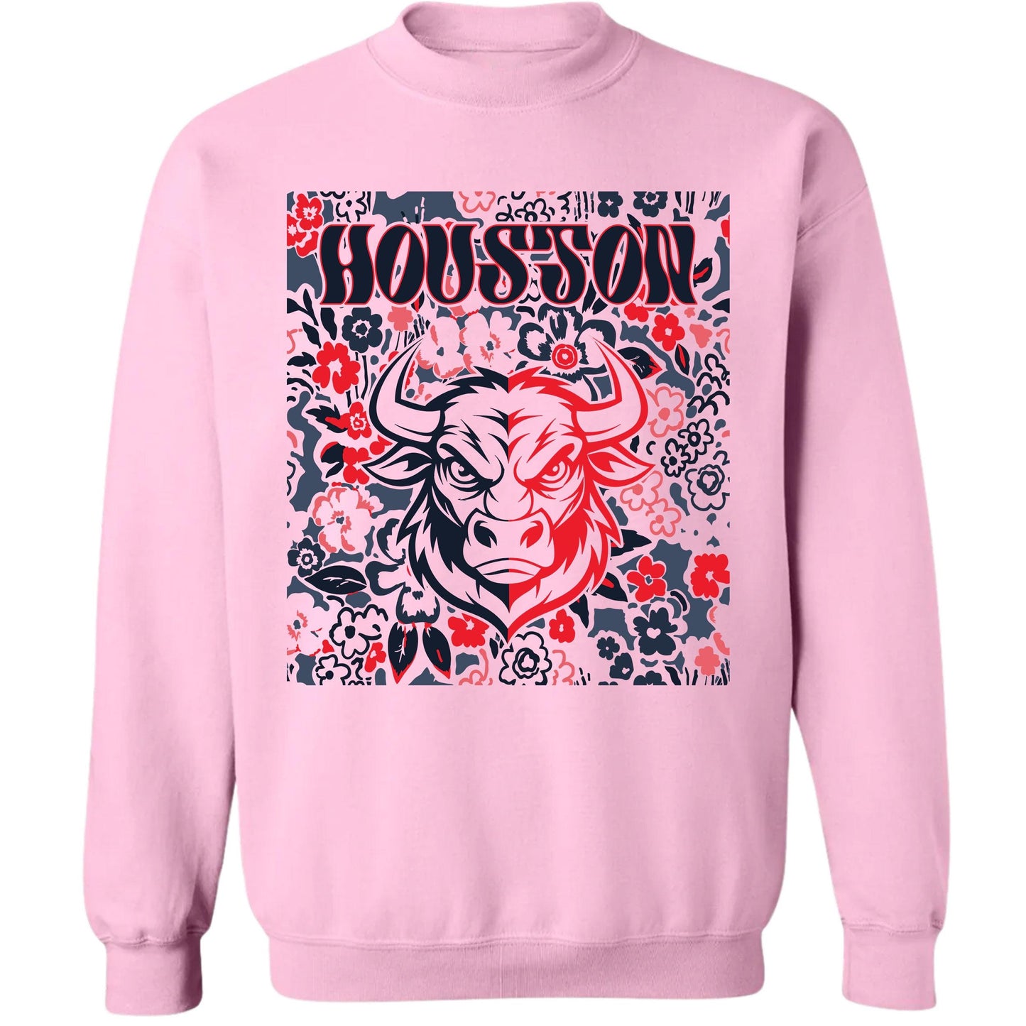 Houston Team Mascot Shirt, Floral Spirit Mascot Sweatshirt, Game Day Tee, Abstract Flower Football Sports Shirt, Cheerleader Gift Shirt