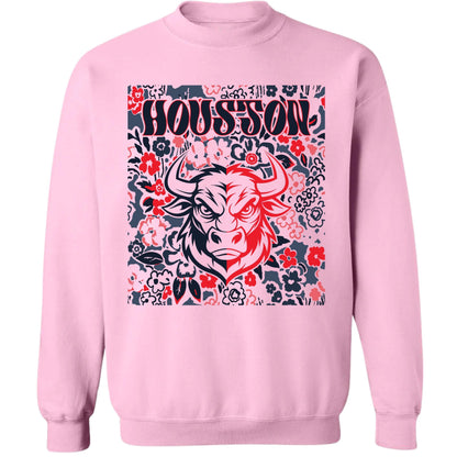 Houston Team Mascot Shirt, Floral Spirit Mascot Sweatshirt, Game Day Tee, Abstract Flower Football Sports Shirt, Cheerleader Gift Shirt