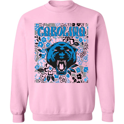 Carolina Team Mascot Shirt, Floral Spirit Mascot Sweatshirt, Game Day Tee, Abstract Flower Football Sports Shirt, Cheerleader Gift Shirt