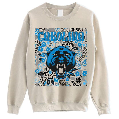 Carolina Team Mascot Shirt, Floral Spirit Mascot Sweatshirt, Game Day Tee, Abstract Flower Football Sports Shirt, Cheerleader Gift Shirt