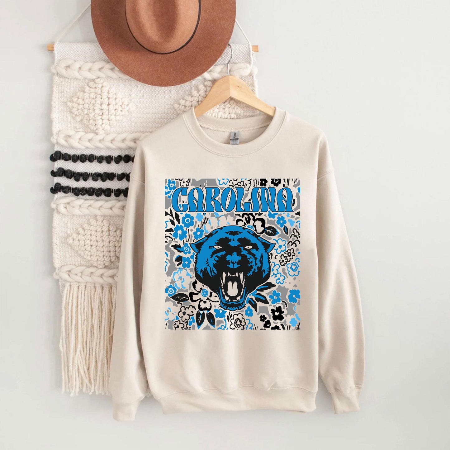 Carolina Team Mascot Shirt, Floral Spirit Mascot Sweatshirt, Game Day Tee, Abstract Flower Football Sports Shirt, Cheerleader Gift Shirt