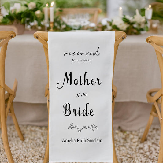 RESERVED from heaven - Memorial chair sign, Memorial wedding sign, wedding fabric sign, Memorial chair sign, Custom Memorial Wedding Sign