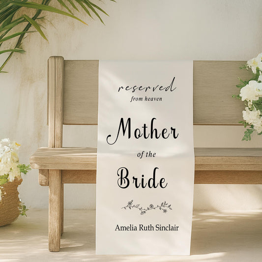 RESERVED from heaven - Memorial chair sign, Memorial wedding sign, wedding fabric sign, Memorial chair sign, Custom Memorial Wedding Sign